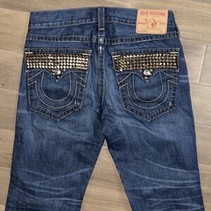 True Religion Studded Pocket Boot Cut Jeans